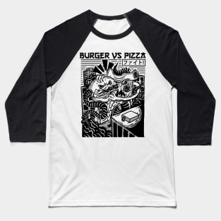 Burger vs Pizza Baseball T-Shirt